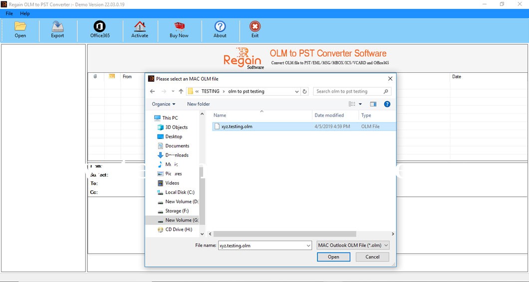 Regain OLM to PST Converter Screenshots